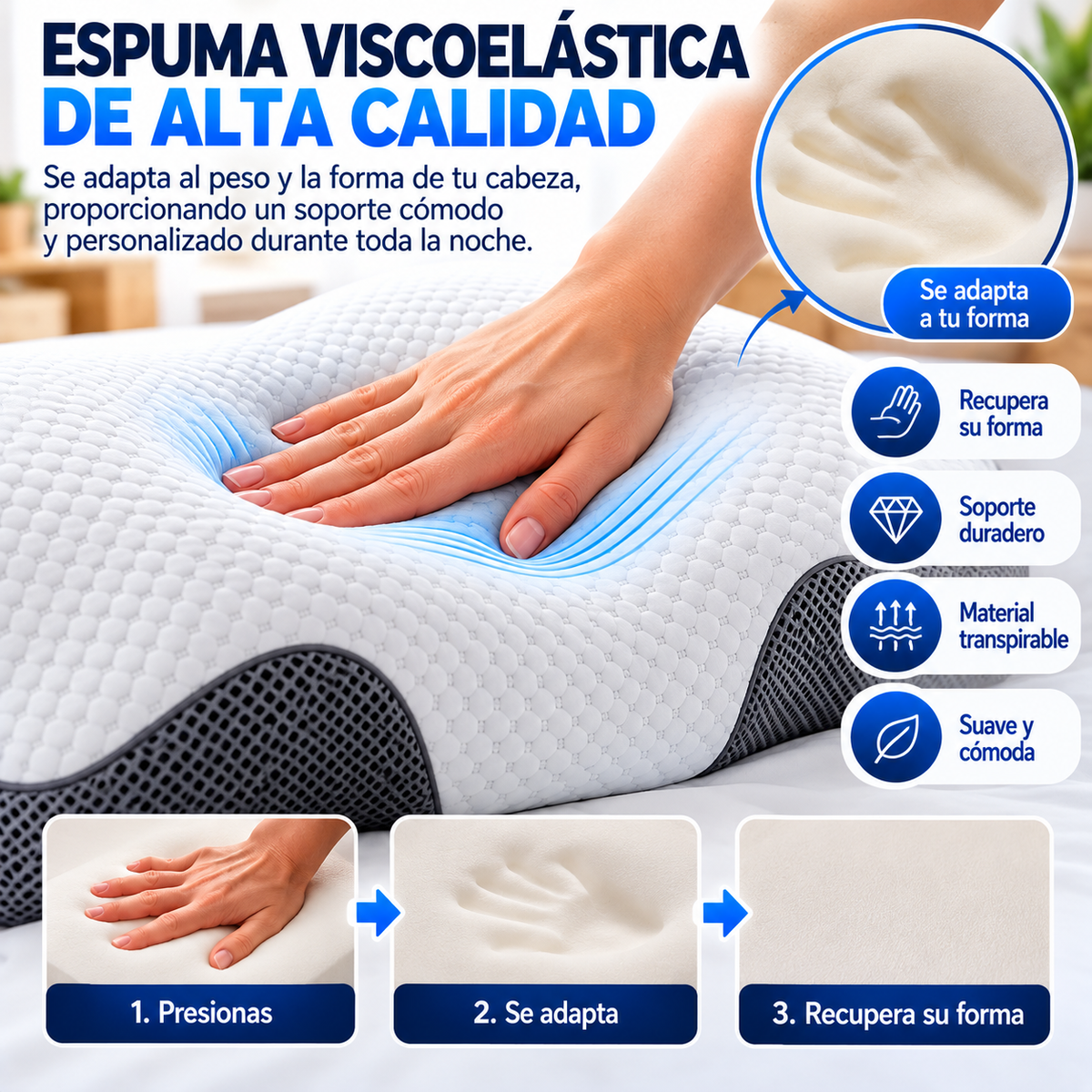 💤 Almohada Cervical Ergonómica Premium