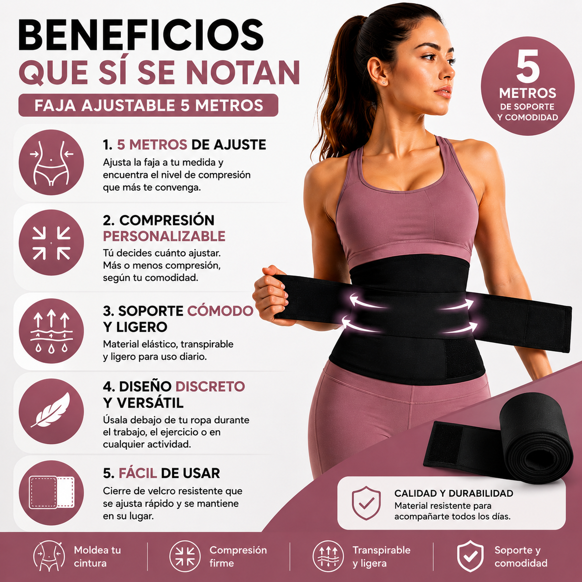 Faja Ajustable 5 Metros | Moldea Y Define Tu Cintura
