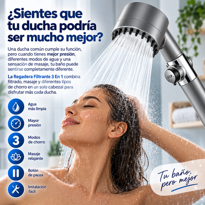 AquaMassage Pro™ | Regadera Masajeadora con 4 Filtros