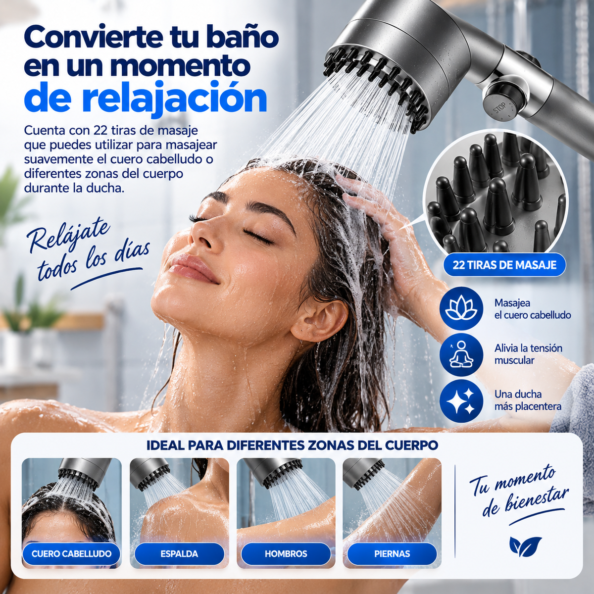AquaMassage Pro™ | Regadera Masajeadora con 4 Filtros
