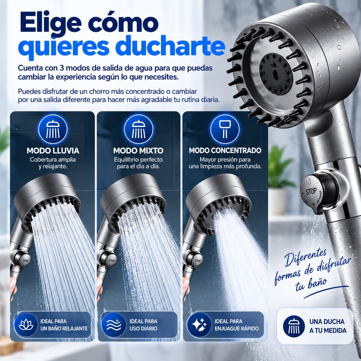 AquaMassage Pro™ | Regadera Masajeadora con 4 Filtros
